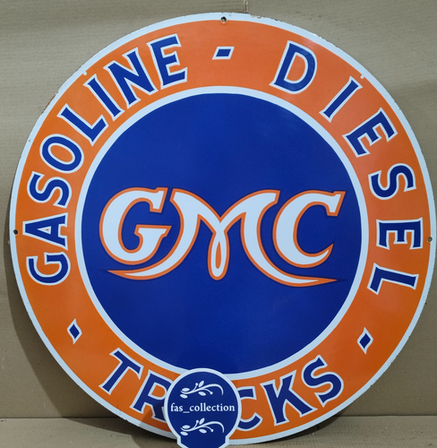 GMC Gasoline porcelain Enamel Sign 30 x 30 Inches 1 Sided