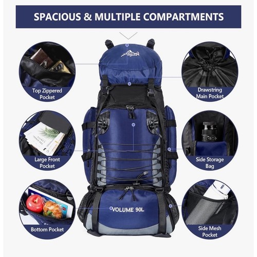 90L Wanderrucksack wasserdicht leicht Reise Camping Tasche mit Regenschutz Neu ohne Etikett - Bild 3 von 18
