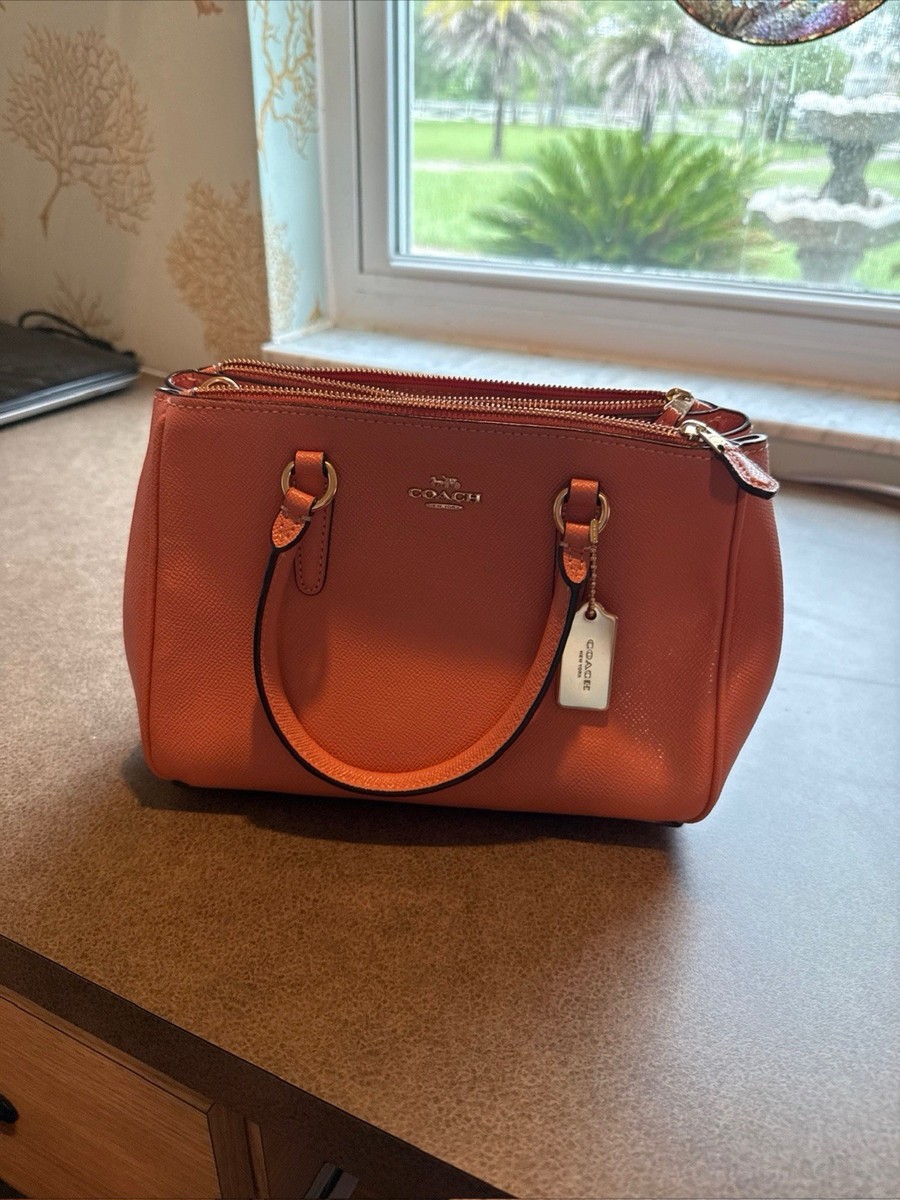 Coach Surrey Pink Mini Carryall Satchel Purse with gold-tone hardware View 6