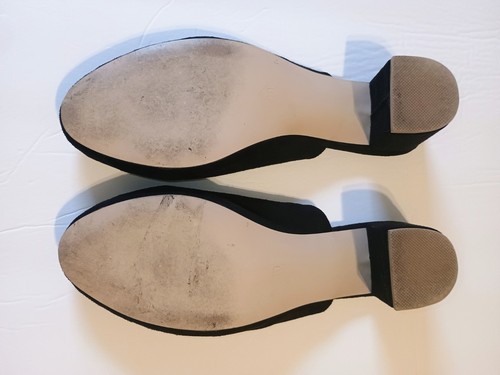 YDN Women's Shoes Black Suede Leather Block Heel Mule Size 8.5 - Picture 6 of 8