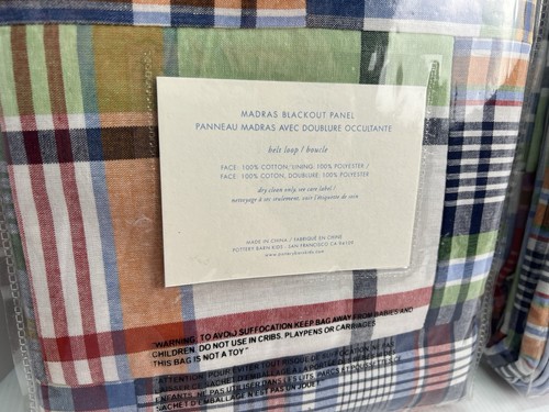 Pottery Barn Kids Madras Multicolor Plaid Curtain Panels Blackout 2 Pkgs 44 x 84 - Picture 10 of 13