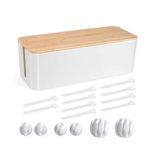 Cable Management Box - Wooden Style Large Cord Organizer Box to Hide Wires ...