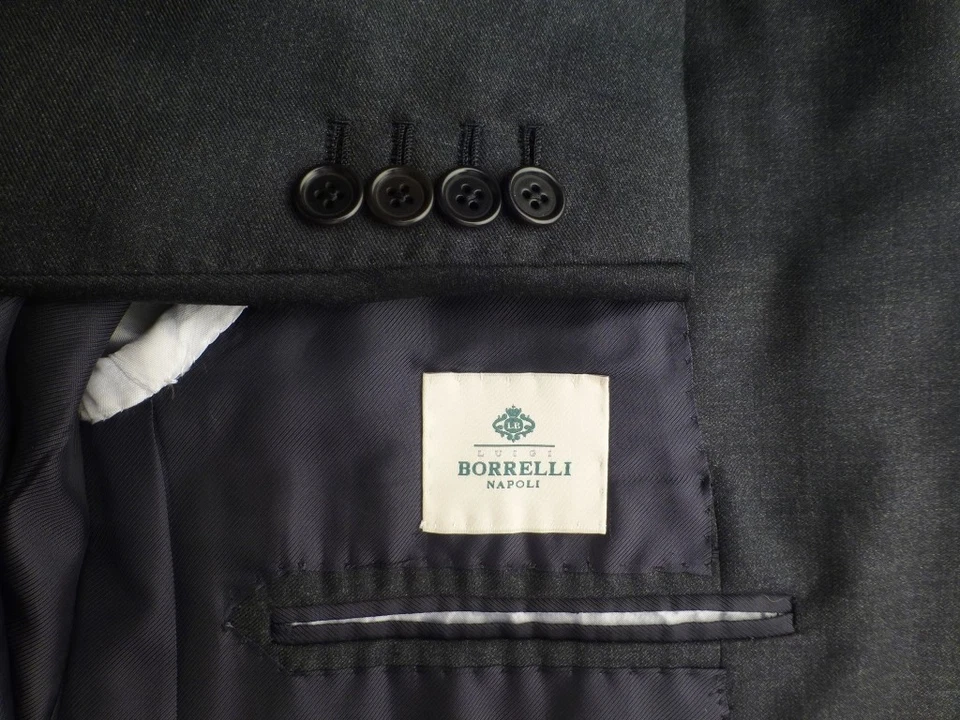 Новый без ценников костюм Луиджи Боррелли 52R/42R W36 серый новый Италия твердый Неаполь манжеты хирурга - Изображение 4 из 4
