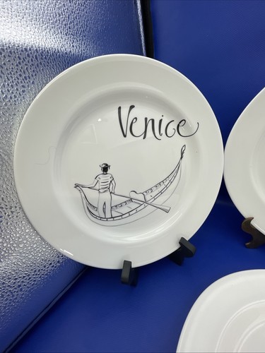 Wedgwood Grand Gourmet 4 Speiseteller 9,25" Paris Venedig NY London Bone China - Bild 4 von 11