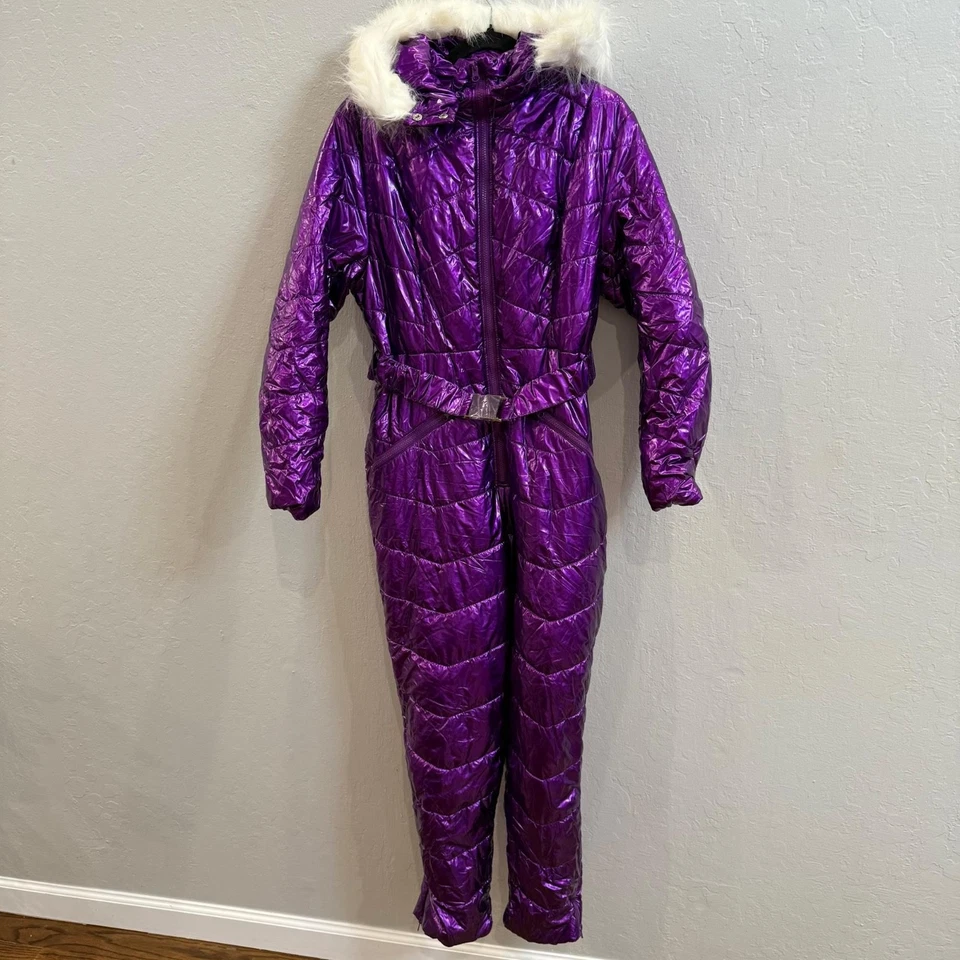 Traje de nieve violeta para mujer Traje de esquí aislado de una pieza, snowboard – Talla grande Foto 2 de 4
