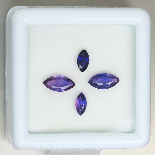 4 Stück Lot 1,22ct t.w Marquise natürlicher beheizter lila blauer Saphir, Madagaskar - Bild 2 von 4