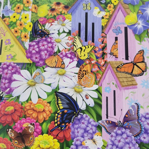 Wonder Forge Garden Neighbors 1000pc Jigsaw Puzzle Flowers Butterflies House New - Picture 10 of 10
