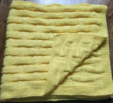 Handmade Knitted Baby Blanket/Car Throw. Yellow