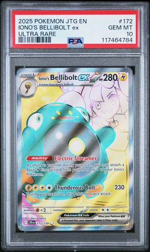 2025 POKEMON JTG EN-JOURNEY TOGETHER ULTRA RARE #172 IONO'S BELLIBOLT EX PSA 10