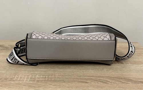 River Island smart grey black gold patent monogram shoulder crossbody bag - Picture 6 of 9
