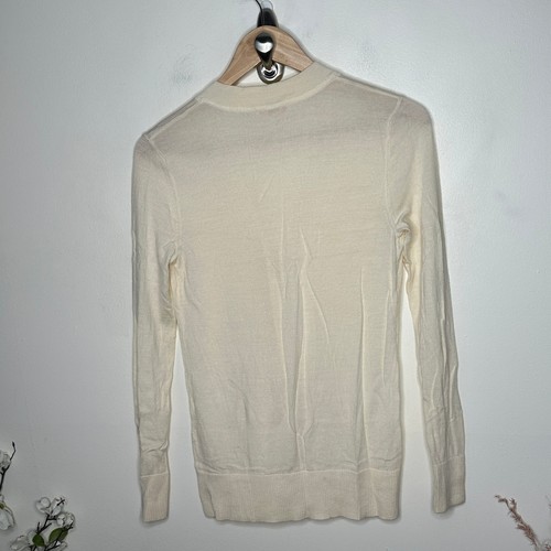TORY BURCH Simone Cardigan Sweater Wool Ivory Gold Logo Button Sz XS {SS10} - Picture 3 of 5