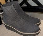 Black Bandolino slip-on  Wedges Boots  with a knit upper and leather Pull Tab — photo 1