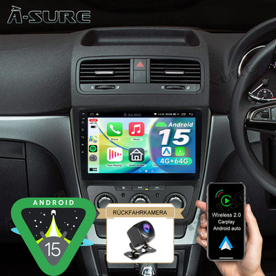 Kamera 4+64G Android 15 Autoradio Carplay GPS Navi für Skoda Yeti 5L 2009-2017
