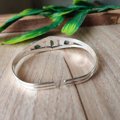 Brazalete de piedras preciosas de aguamarina natural hecho a mano de plata de ley 925 PG7858 - Imagen 5 de 6