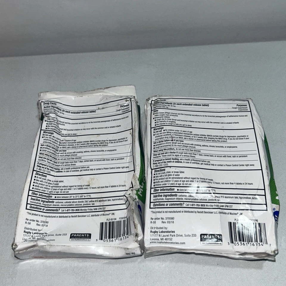 2 cajas selladas para aliviar la tos expectorante de alivio de moco de rugby 20 cada una dañadas Foto 2 de 4