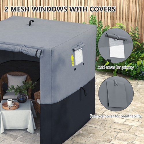 Black Grey 2x2m Pop Up Gazebo Tent with Sides, Oxford Fabric, Easy Setup - Picture 5 of 9