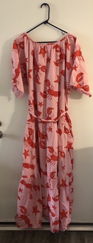 Maxi Vestido Wayward Fancies Eshakti Para Mujer 3X/4X Rojo Rosa Langosta Corbata Cintura - Imagen 2 de 7