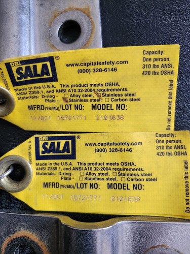 DBI Sala 2101636 D-Ring Edelstahl Ankerplatte 2 Stück - Bild 2 von 7