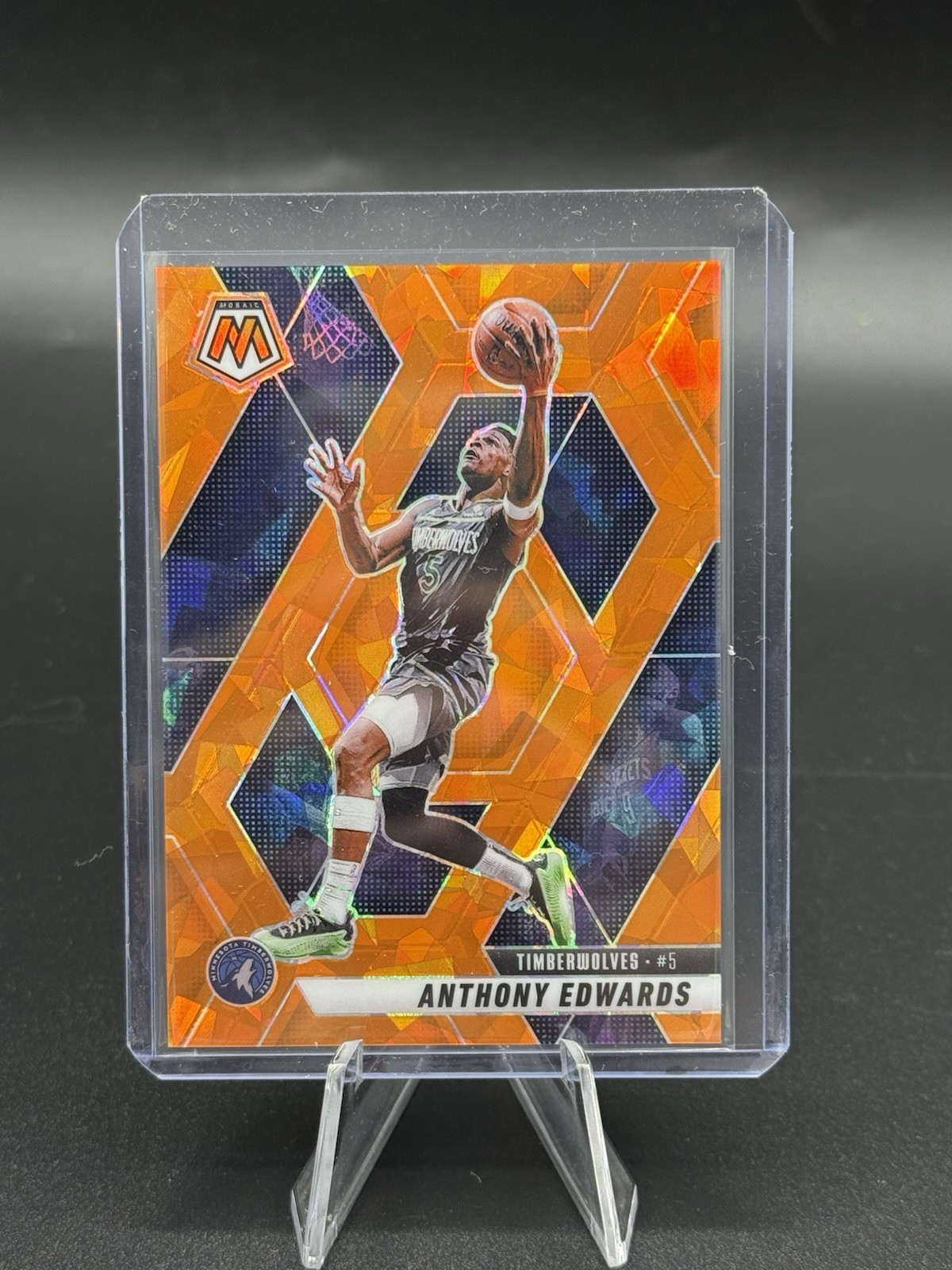 2024-25 Panini Mosaic Anthony Edwards #36 Orange Ice Mosaic Prizm /49
