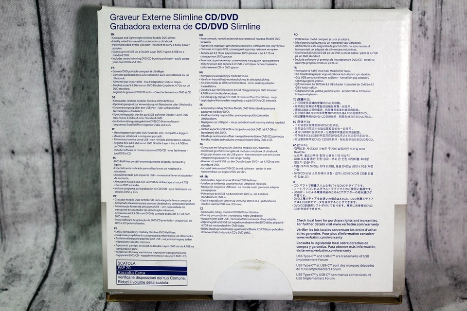 Verbatim External Slimline CD/DVD Writer USB for Windows and Mac New Sealed - Image 4 of 4