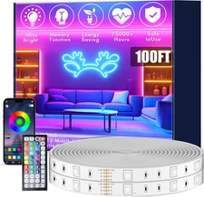 100FT Outdoor LED Strip Lights, IP68 RGB LED Lights with Remote and APP Control,