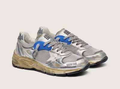 Golden Goose Running Dad Star Sneakers Silver Blue Gray NIB EU 38