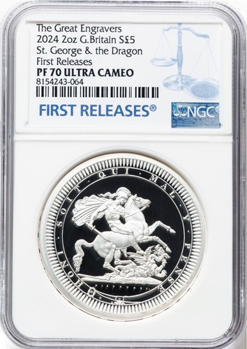 Großbritannien 2024 £5 Great Engravers St. George & Dragon Silbermünze NGC PF70