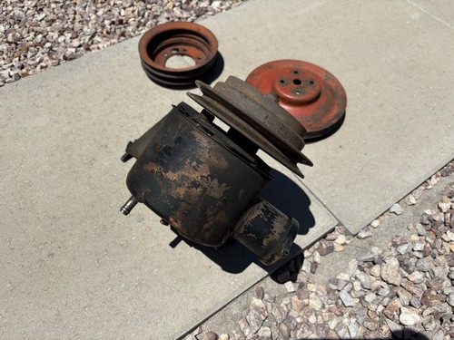 1960 1966 GMC 305 351 v6 Power Steering Pump Brackets And Pulleys Complete Set - Picture 8 of 9