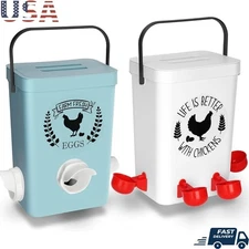 Chicken Feeder Waterer Set 3 Gallon No Waste Poultry Accessories Chickens Ducks