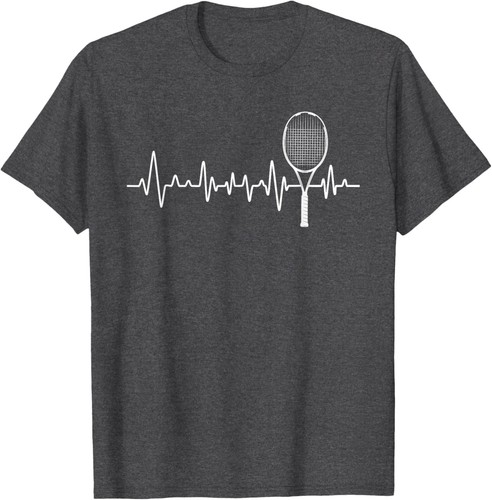 Tennis Racket Pulse Heartbeat - EKG Tournament Sports Lover T-Shirt Hoodie - Picture 9 of 16
