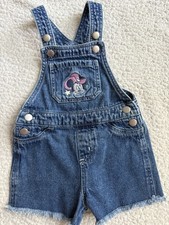 Vintage Disney Minnie Mouse Denim Overalls 90s Y2K Girls Toddler 18M