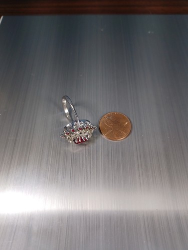 18kt HGF Gorgeous RUBY & CZ Cluster Cocktail Ring Size 5.50 Eye Catching Beauty - Picture 9 of 10