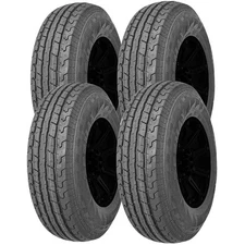 (QTY 4) 205/75R15 Zeemax Trail Express Trailer 111/106M LRE Black Wall Tires