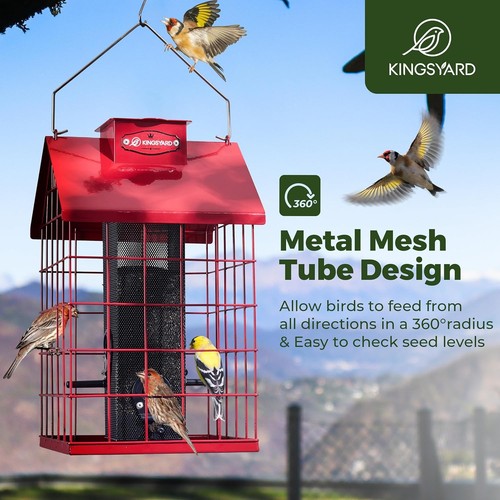 Alimentador para pájaros pinzón enjaulado a prueba de ardillas - resistente a la intemperie, 4 puertos, fácil limpieza - Imagen 6 de 9