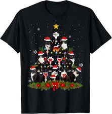 Tuxedo Cat Christmas Tree Tuxedo Cat Lights Xmas Matching T-Shirt