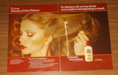Seltene Werbung vintage L'OREAL ELSEVE BALSAM Shampoo tagelang schönes Haar 1977
