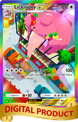 licky licky pokemon card Pokemon Pocket TCG Card 2 Star Full Art Rainbow Lickilicky EX Smackdown  DIGITAL