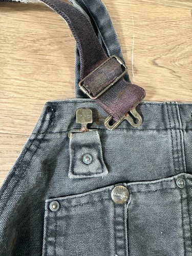Vintage CARHARTT Overalls Moss Cotton Canvas Double Knee R27 MOS 44 X 32 Bibs - Picture 6 of 14