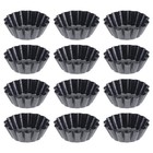 12pcs Flower Tart Pans Non-stick Carbon Steel for Baking Egg Tarts
