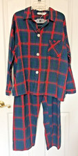 Vtg Oscar de la Renta Plaid Pajamas 2 Piece Monogram Pocket Cotton USA Size XL