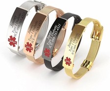 Personalized Medical Alert ID Bracelet Custom Emergency Bangle Wristband Name ID