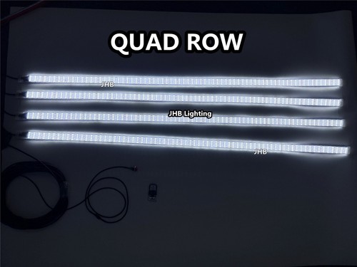 JHB 4x 4FT 48" QUAD ROW PURE WHITE Strobes LED 15.5"Wheel Ring Strips Lights KIT - Picture 7 of 8