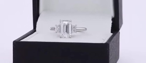 14k Yellow Gold Solid Wedding Ring IGI Lab Created 3.00 Ct Emerald Cut Diamond - Video 1 of 1
