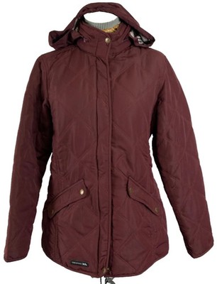 TRESPASS JACKET MEDIUM BURGUNDY RED Quilted Wadded Hooded Thermal Zip Button Up