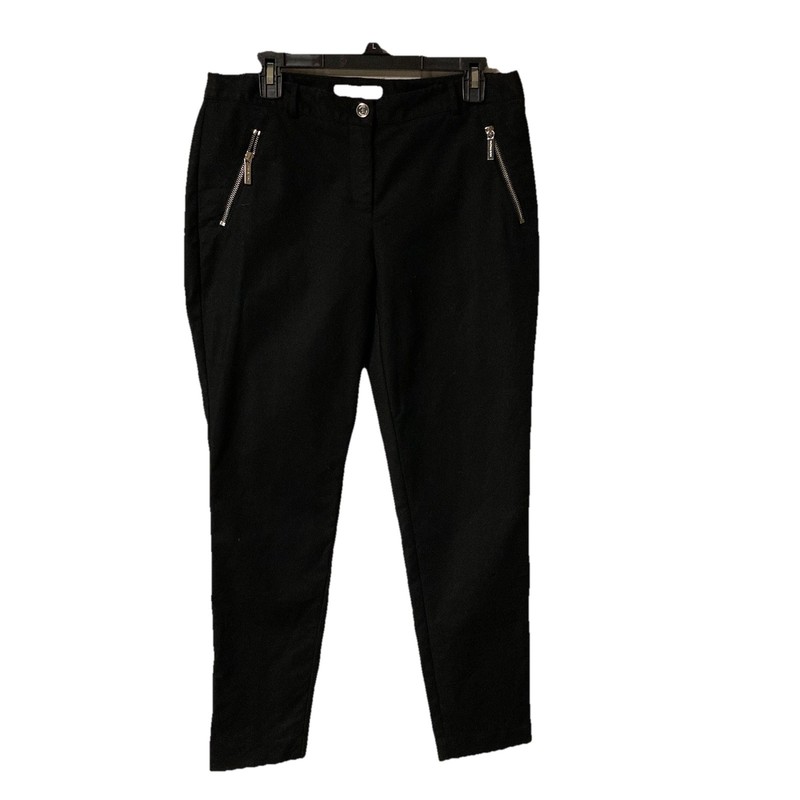 Michael Kors Womens SZ 10 Black Skinny Stretch Dress Pants Business Casual Logo 