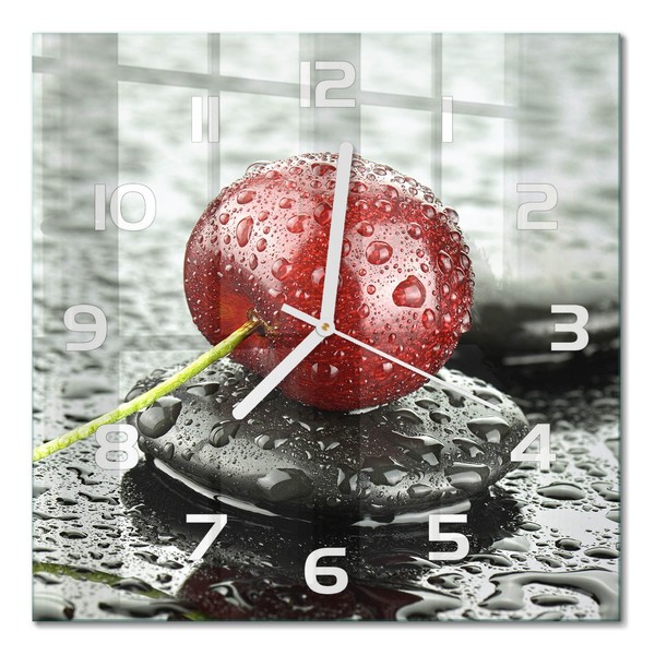 Stilvolle Wanduhr Mit Leisem Uhrwerk Kirsche Im Regen WeißE Zeiger 30X30 Cm-image