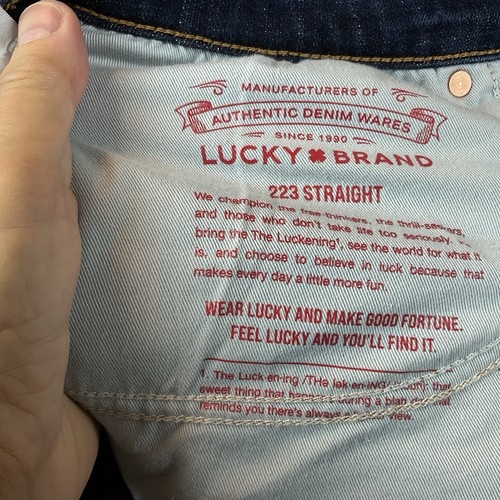 Jeans rectos Lucky Brand 223 para hombre 32 X 33,5 azul denim algodón spandex - Imagen 12 de 13