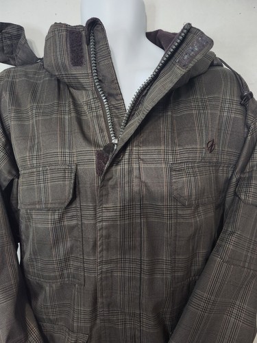 Nordic Track Coat Anorak Mens XL 46-48 Brown Plaid Hooded Lined All Weather - Picture 6 of 14