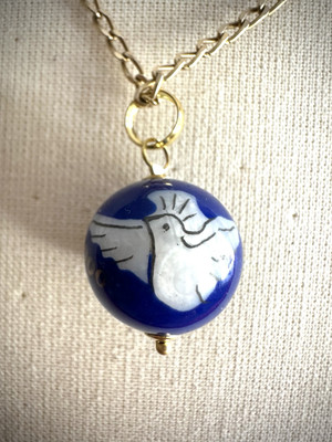 Michael Anthony Lapislazuli mit 14k 5/8'' Kugel Perle Inlay Taube Anhänger (ohne Kette)