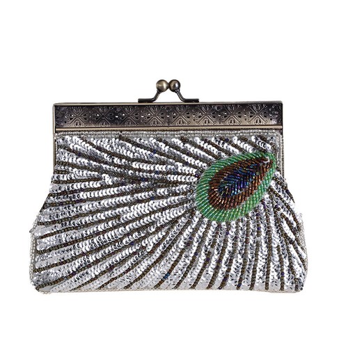 Bridal Metal Frame Sequined Bead Party Wedding Handbag Prom Evening Clutch Women - Picture 26 of 29